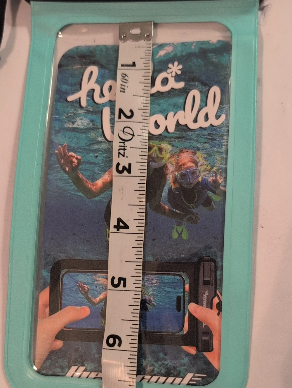 Waterproof Phone Pouch - Hello World Print (Turquoise & Black) 2pc